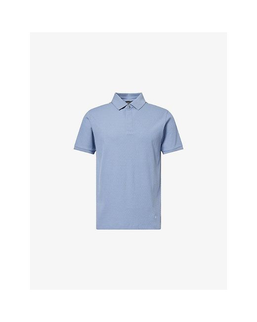 Emporio Armani Blue Jacquard Weave Cotton Polo Shirt for men