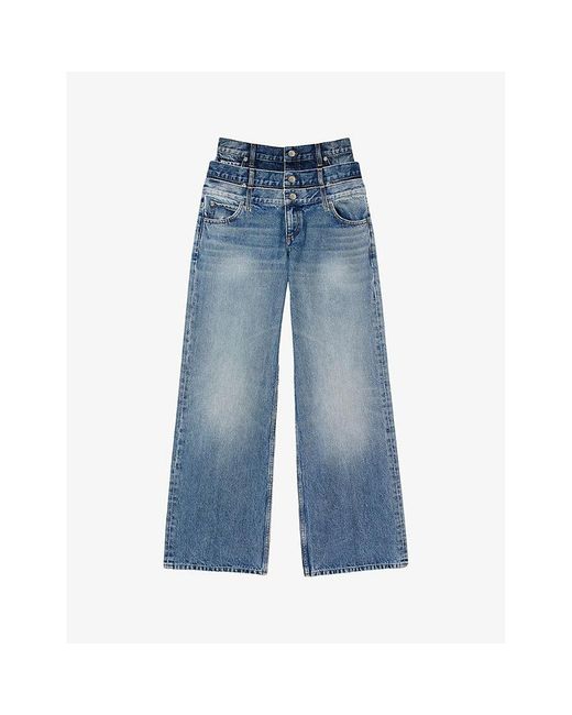 Sandro Blue Triple-waist High-rise Denim Jeans