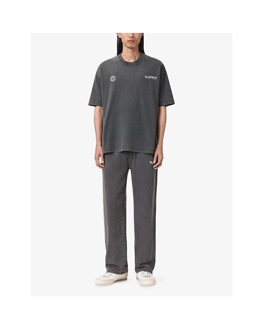AllSaints Gray Emblem Crew Short-Sleeve Cotton-Jersey T-Shirt for men