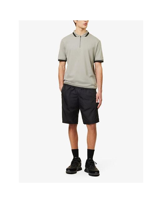Emporio Armani Gray Zip Quarter-placket Cotton Polo Shirt X for men