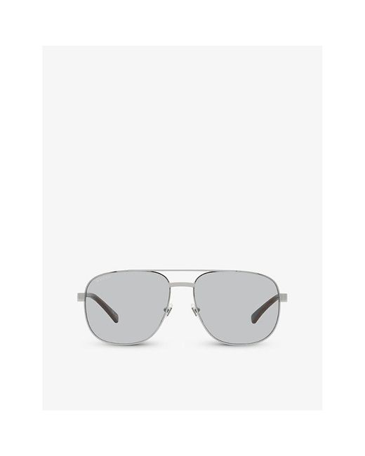 Gucci White Gc001969 GG1223S Pilot-frame Metal Sunglasses