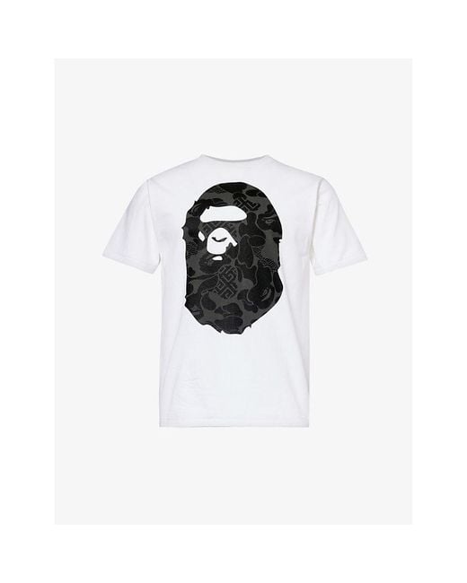 A Bathing Ape Black Asia Camo Brand-print Cotton-jersey T-shirt for men