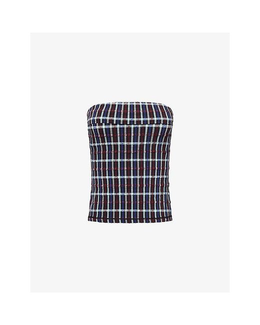 Peachy Den Blue Cindy Bandeau Stretch-Woven Top