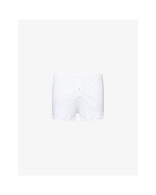 Hanro White Sea Island Cotton Boxer Trunks for men