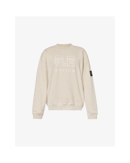 P.E Nation White Heads Up Logo-print Organic-cotton Sweatshirt X