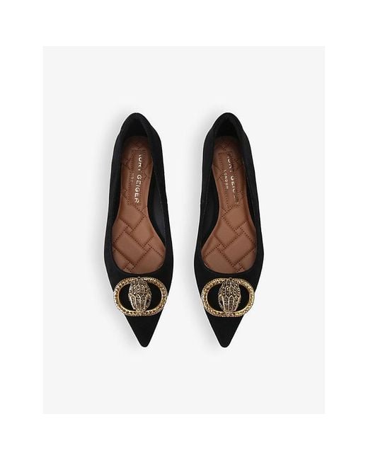 Kurt Geiger Black Chelsea Suede Flat Pumps