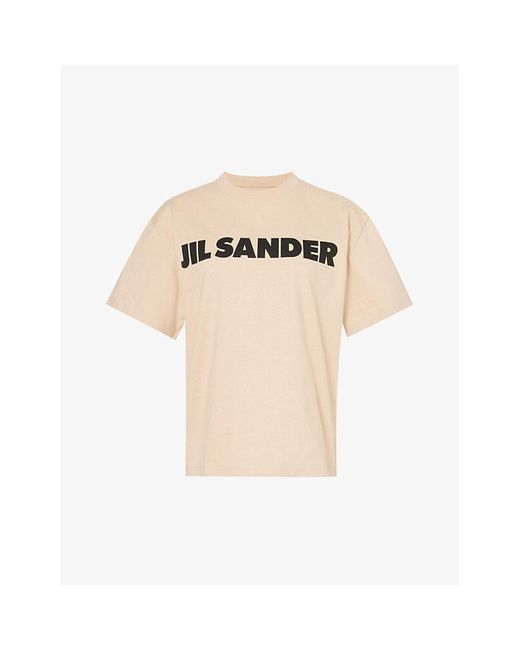 Jil Sander Natural Logo-print Boxy-fit Cotton-jersey T-shirt