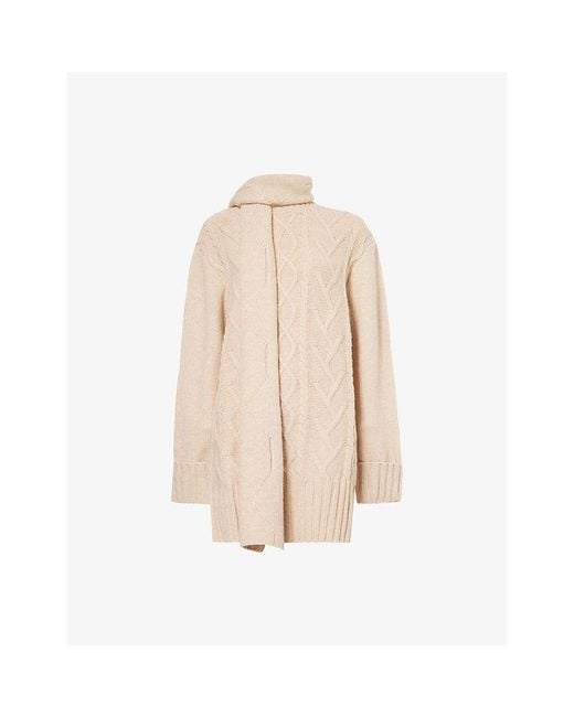 Pretty Lavish Natural Larna Knitted Mini Dress And Scarf