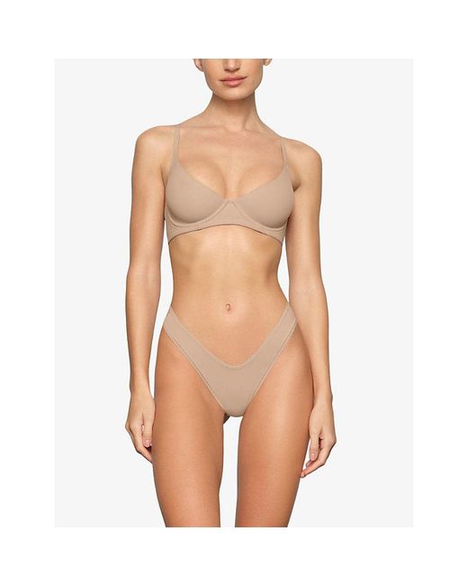 Skims White Fits Everybody Unlined Stretch-Woven Bra