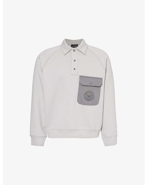 Emporio Armani White Patch-pocket Relaxed-fit Cotton-blend Jersey Sweatshirt Xx for men