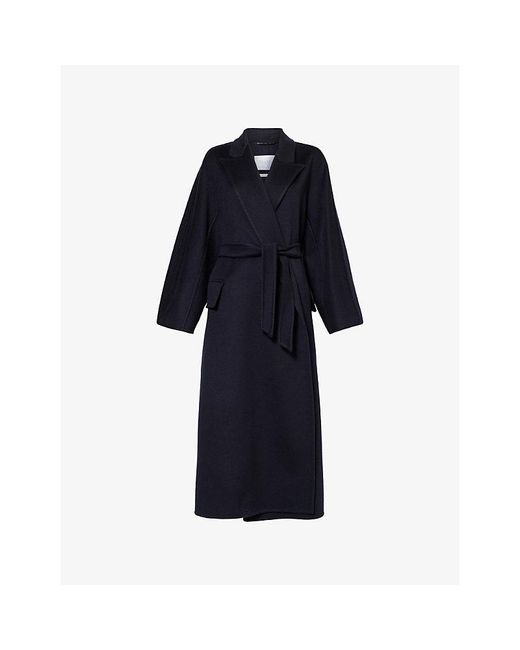 Max Mara Blue Oversized Long Cashmere Coat