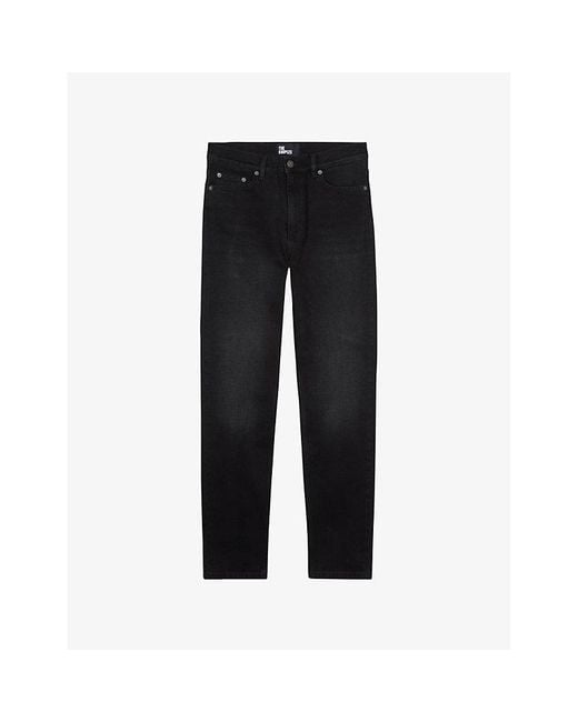 The Kooples Black Logo-Patch Slim-Leg Mid-Rise Stretch-Denim Jeans