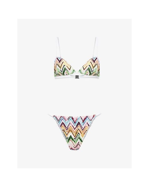 Missoni White Chevron-Print Bikini Set