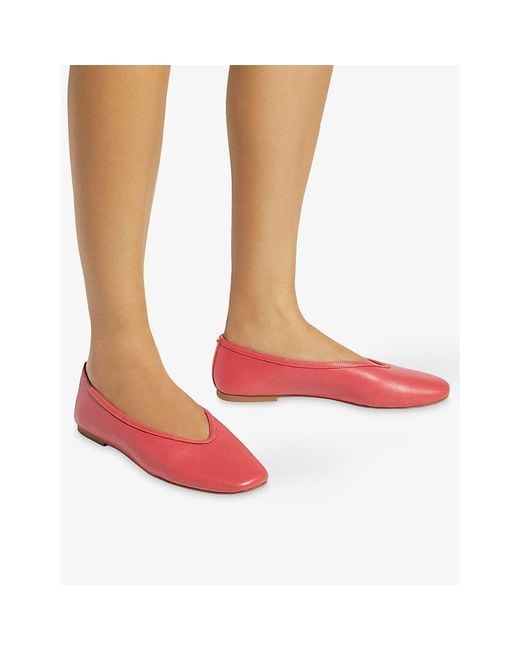 Dune Red Hetta Leather Ballet Flats