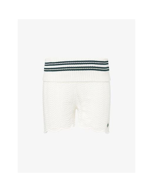 The Couture Club White Crochet Fold Cotton Shorts