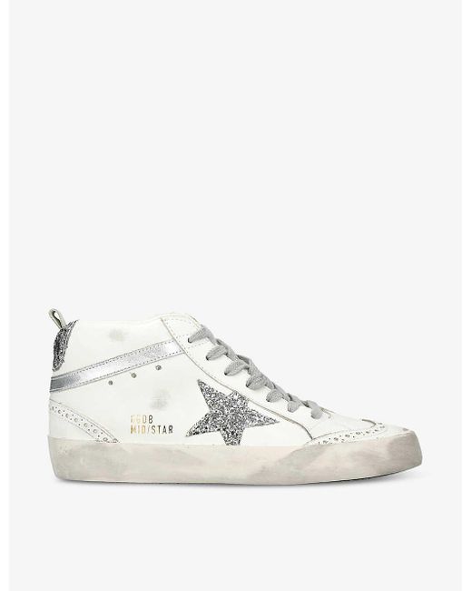 Golden Goose Deluxe Brand White Mid Star 80185 Logo-print Leather Mid-top Trainers