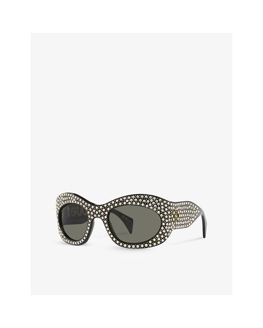 Gucci Gray Gc002155 gg1463s Rectangle-frame Acetate Sunglasses