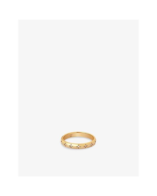 Astrid & Miyu Metallic Cosmic Star Sterling And Cubic Zirconia Ring