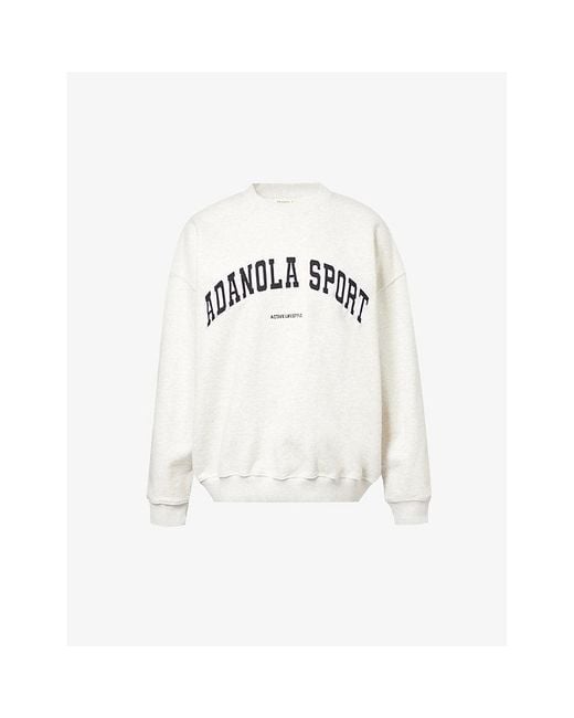 ADANOLA White Varsity Brand-Embroidered Cotton Sweatshirt