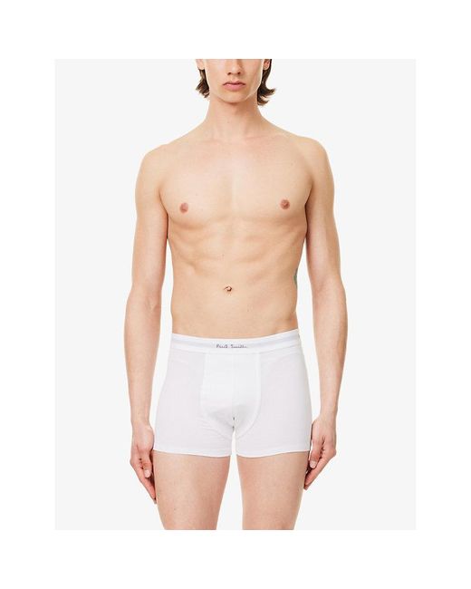 Paul Smith Black Branded-waistband Pack Of Three Stretch Organic-cotton Trunks for men