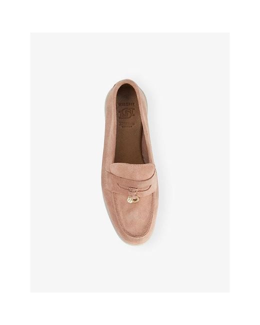 Dune Natural Wide Fit Grinning Suede Loafers