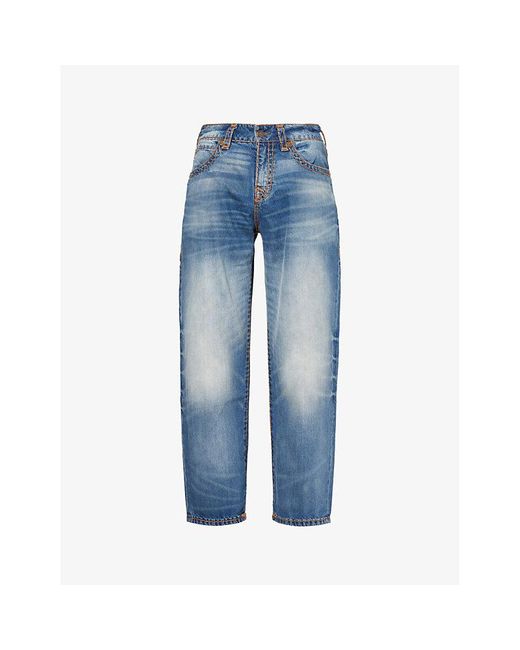 True Religion Blue X Sebastien Ami Bootcut Regular-fit Wide-leg Organic Denim Jeans for men
