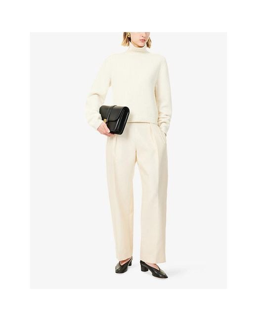 RÓHE Frames White Turtleneck Boxy-Fit Wool And Cashmere-Blend Jumper