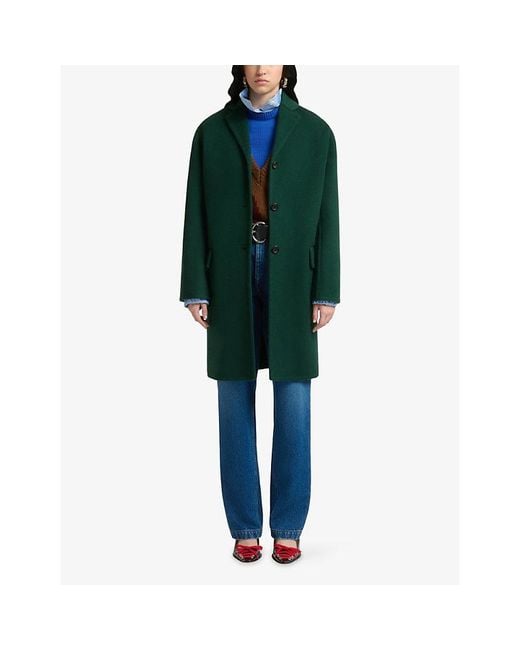 Marni Green Single-Breasted Wool And Cashmere Coat