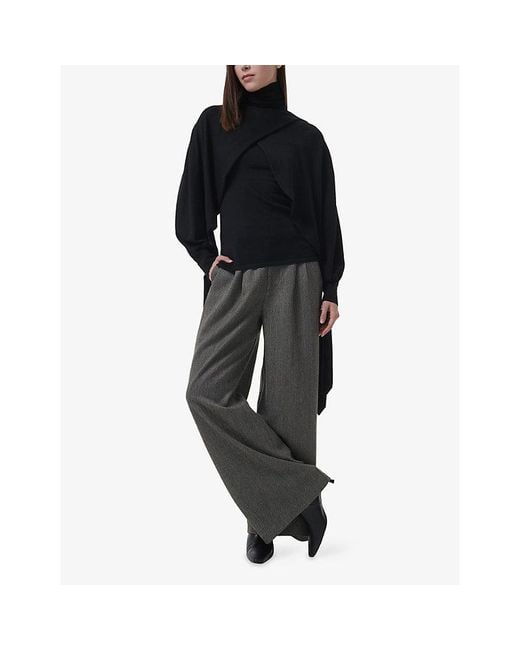 eem Black Layered Butterfly-Sleeve Knitted Jumper