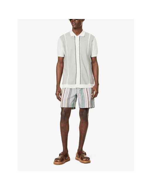 Orlebar Brown White Tiernan Ripley Stripe-pattern Cotton-knit Shirt X for men