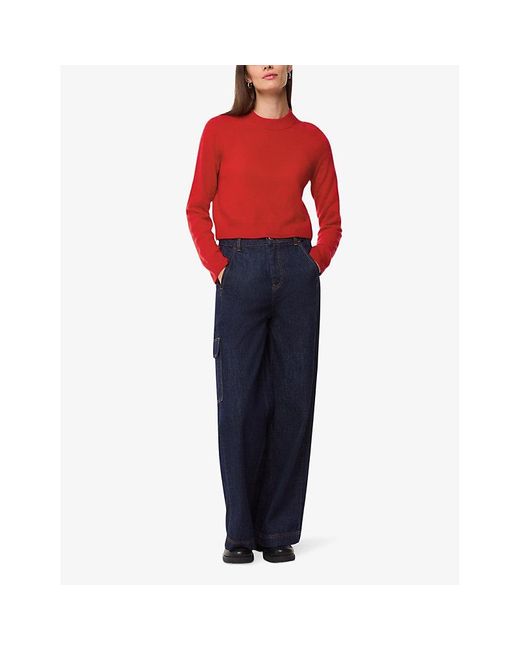 Whistles Red Crew-Neck Regular-Fit Cashmere Jumper