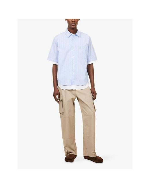 Jonathan Simkhai Blue Steven Double-Layer Cotton Shirt for men