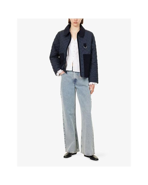 Barbour Blue Aylesby Embroidered-Logo Quilted Jacket
