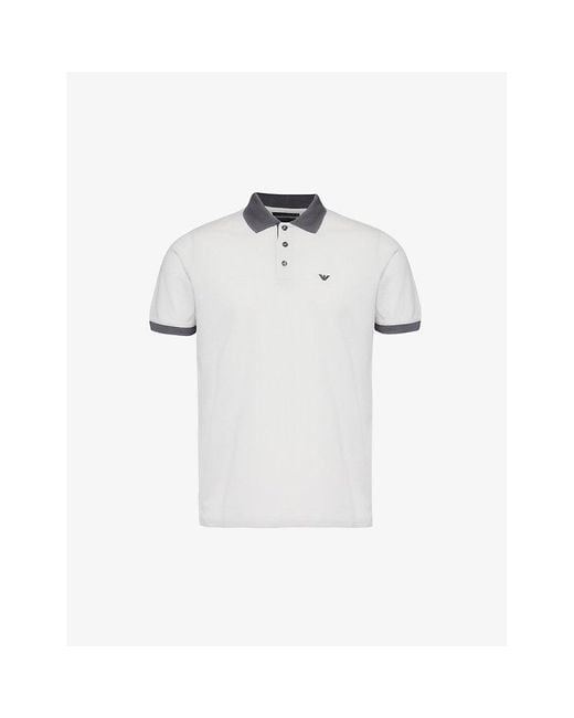 Emporio Armani White Brand-embroidered Relaxed-fit Cotton-pique Polo Shirt for men