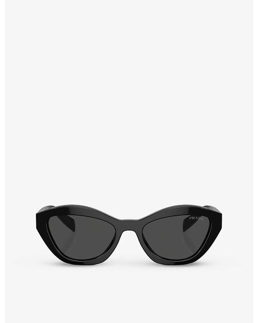 Prada Black Pr A02s Butterfly-shape Acetate Sunglasses