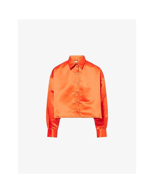 Frankie Shop Orange Arlen Boxy Satin Shirt