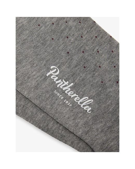 Pantherella Gray Gadsbury Long Pin-Dot Cotton-Blend Dress Socks for men
