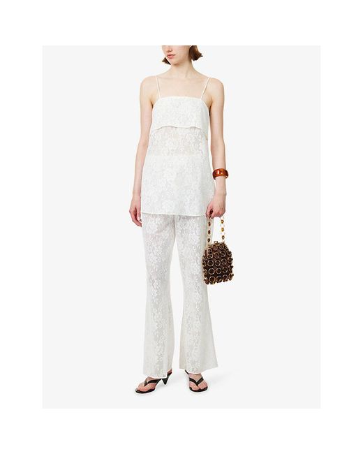 Dissh White Anya Lace Woven Trousers