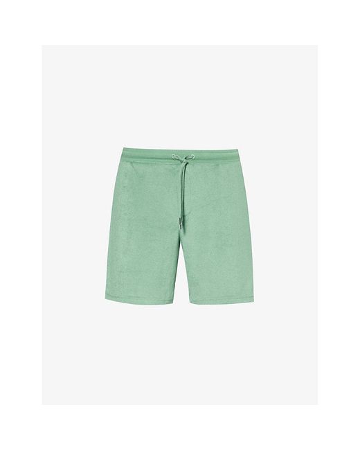 Paul Smith Green Towel Stripe Elasticated-waistband Cotton-blend Shorts Xx for men