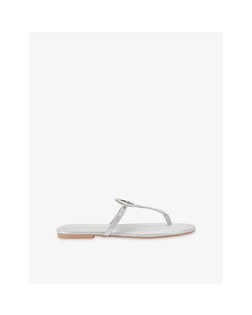 Kurt Geiger White Kurt Heart T-Bar Leather Sandals