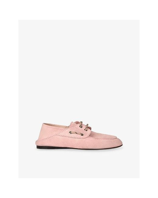 Sandro Pink Foldable Suede Boat Loafers