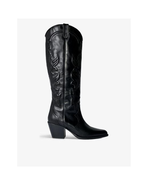Maje Westernstyle Leather Cowboy Boots in Black Lyst