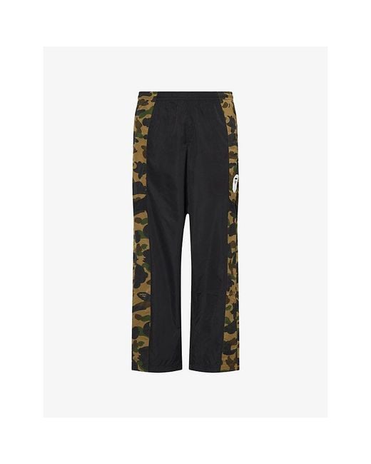 A Bathing Ape Black Camo-Print Woven-Shell Track Pants for men