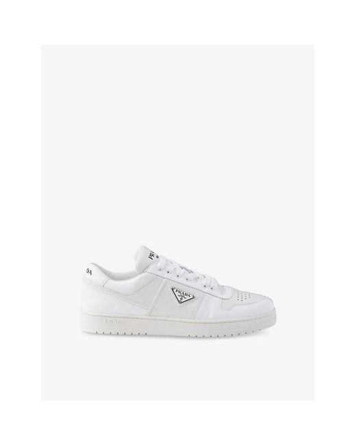 Prada White Downtown Leather Low-Top Trainers for men