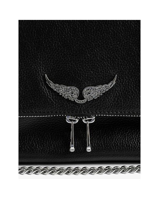 Zadig & Voltaire Black Rocky Ii Wing-Embellished Leather Cross-Body Bag