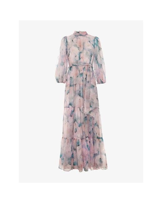 Phase Eight Purple Liyah Floral-Print Woven Maxi Dress