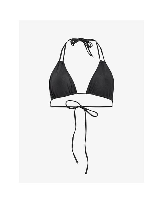 AllSaints Black Erica Double-strap Halter-neck Stretch-woven Bikini Top