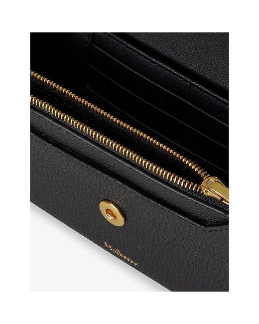 Mulberry Black Press Stud Grained Leather Wallet