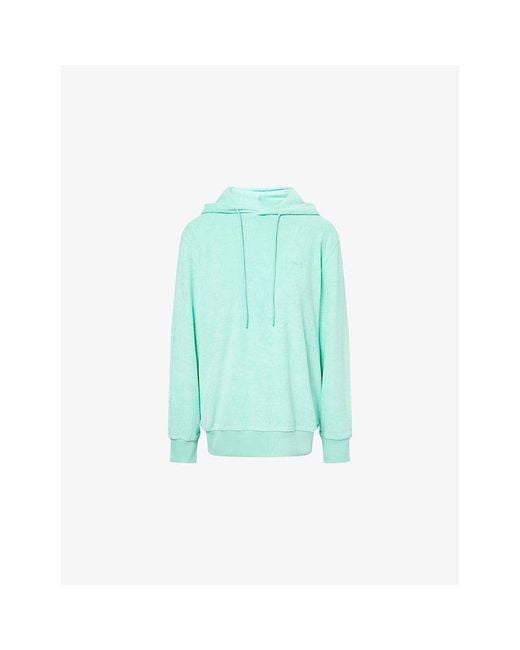 Hunza G Blue Towelling Relaxed-Fit Cotton-Jersey Hoodie