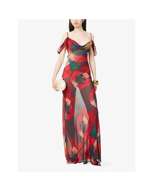Rat & Boa Red Adriana Printed Woven Maxi Dress